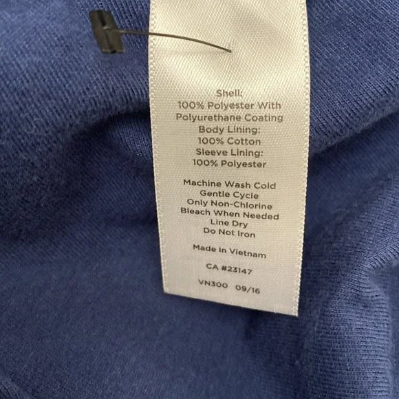 Talbots Womens Size M Rain Jacket Detachable Hood  Navy Lined White Stripe - Picture 10 of 12